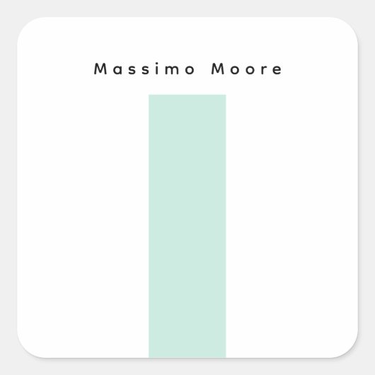 Sticker Carré Blue Black White Plain Elegant Own Name (Devant)