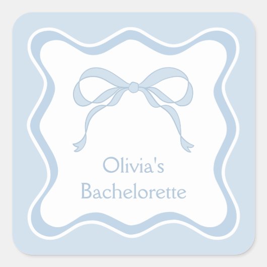 Sticker Carré Blue Bow Tying Knot Bachelorette Party (Devant)