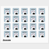 Sticker Carré Blue Boy Bowling Party Anniversaire Favoriser (Feuille)