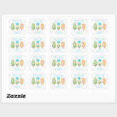 Sticker Carré Blue Boys Summer Popsicle Anniversaire Faveurs (Feuille)