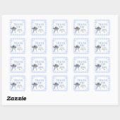 Sticker Carré Blue Burger BBQ Baby Shower (Feuille)