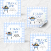 Sticker Carré Blue Burger BBQ Baby Shower