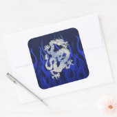Sticker Carré Blue Chrome comme Dragon Carbon Fiber Style (Enveloppe)