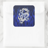 Sticker Carré Blue Chrome comme Dragon Carbon Fiber Style (Sac)