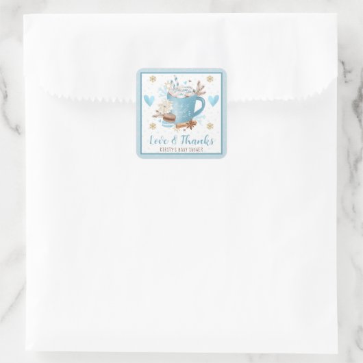 Sticker Carré Blue Cookies & Cocoa Baby Shower Favor (Sac)
