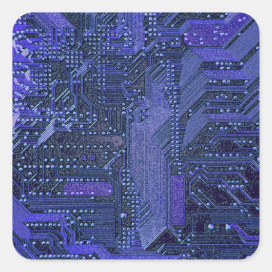 Sticker Carré Blue Cyber Circuit Board Tech Art Electronique (Devant)