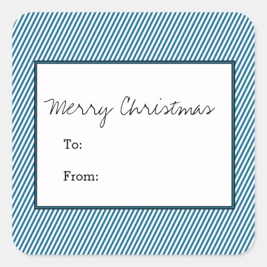 Sticker Carré Blue Diagonal Festive Stripes vacances (Devant)