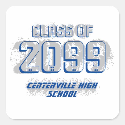 Sticker Carré Blue Distressed Classe moderne (Devant)