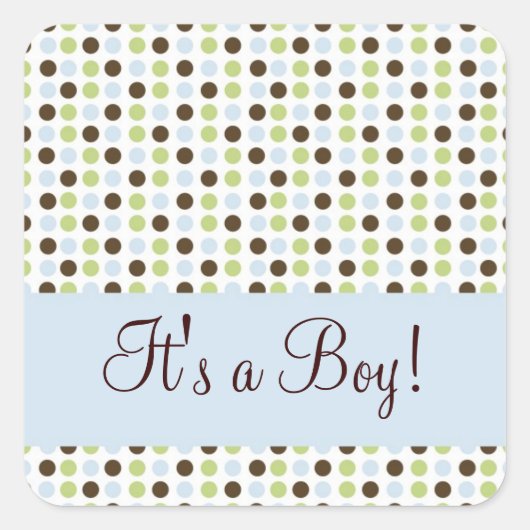 Sticker Carré Blue Dot C'est un garçon (Devant)