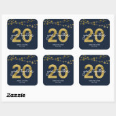 Sticker Carré Blue Elegant Lights 20e anniversaire de Mariage (Feuille)