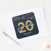 Sticker Carré Blue Elegant Lights 20e anniversaire de Mariage (Enveloppe)