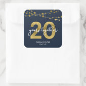 Sticker Carré Blue Elegant Lights 20e anniversaire de Mariage (Sac)