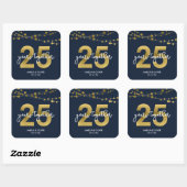 Sticker Carré Blue Elegant Lights 25e anniversaire de Mariage (Feuille)