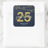 Sticker Carré Blue Elegant Lights 25e anniversaire de Mariage (Sac)