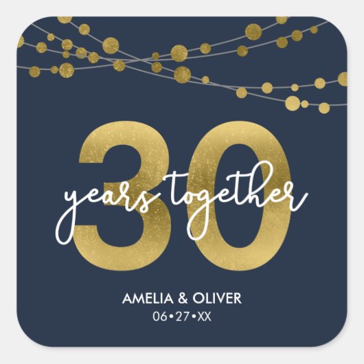 Sticker Carré Blue Elegant Lights 30e anniversaire de Mariage (Devant)