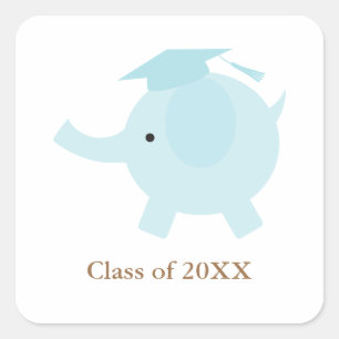 Sticker Carré Blue Elephant Kids Graduation