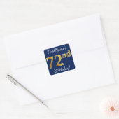 Sticker Carré Blue, Faux Gold 72e anniversaire + Nom personnalis (Enveloppe)