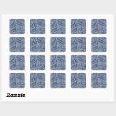 Sticker Carré blue floral pattern with diverse leaves & blossoms (Feuille)