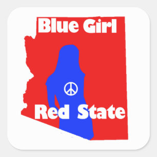 Sticker Carré Blue Girl in a Red State - Arizona