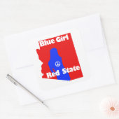 Sticker Carré Blue Girl in a Red State - Arizona (Enveloppe)
