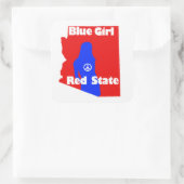 Sticker Carré Blue Girl in a Red State - Arizona (Sac)