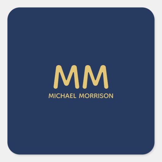 Sticker Carré Blue Gold Colours Professionnel Lettres initiales (Devant)
