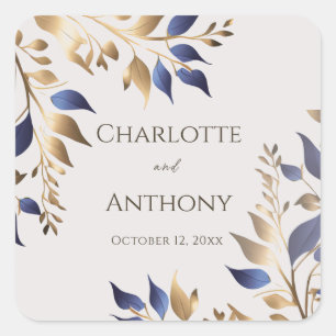 Sticker Carré Blue Gold Green Mariage moderne
