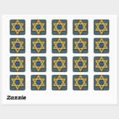 Sticker Carré Blue Gold Star de David Hébrew Happy Purim (Feuille)