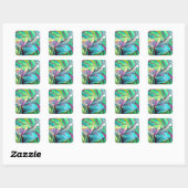 Sticker Carré Blue Hawaii Tropical leaf folios art (Feuille)