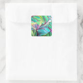 Sticker Carré Blue Hawaii Tropical leaf folios art (Sac)