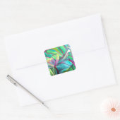 Sticker Carré Blue Hawaii Tropical leaf folios art (Enveloppe)