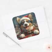 Sticker Carré Blue Heeler Dog Roller Dessous de verre Noël (Enveloppe)