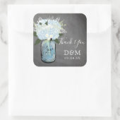 Sticker Carré Blue Hydrangea Mason Jar Chalkboard Mariage Favori (Sac)