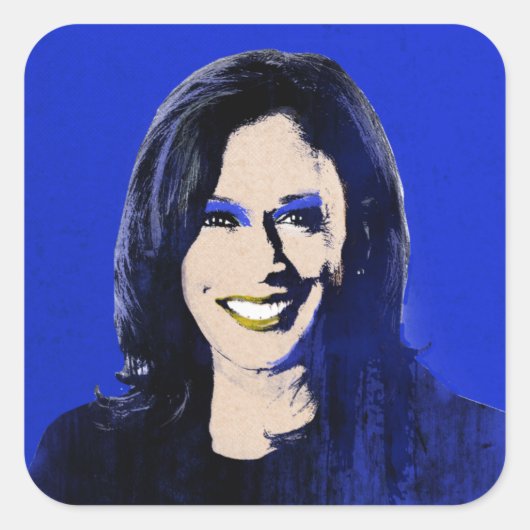 Sticker Carré Blue Kamala Harris Pop Art (Devant)