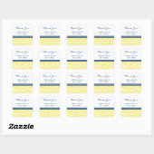 Sticker Carré Blue Lemon Damask Merci Wedding Favor Tags (Feuille)