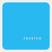 Sticker Carré Blue Modern Elegant Plain Simple Professional Name (Devant)