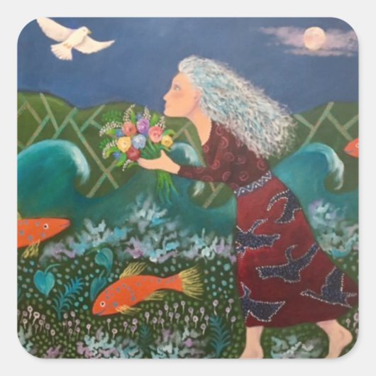 Sticker Carré Blue Moon Bouquer (Devant)