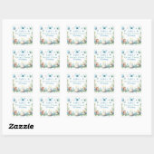 Sticker Carré Blue Pastel Butterfly Fairy First Birday - (Feuille)