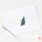 Sticker Carré Blue Peacock with beautiful tail feathers (Enveloppe)
