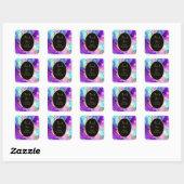 Sticker Carré Blue, Purple and Gold Ink Birthday Party (Feuille)