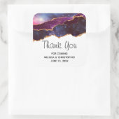 Sticker Carré Blue & Purple Space & Stars Moderne Agate Mariage (Sac)