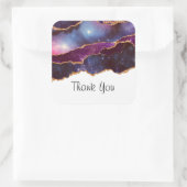 Sticker Carré Blue & Purple Space & Stars Moderne Agate Merci (Sac)