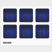 Sticker Carré Blue Racing Flames on Carbon Fiber (Feuille)