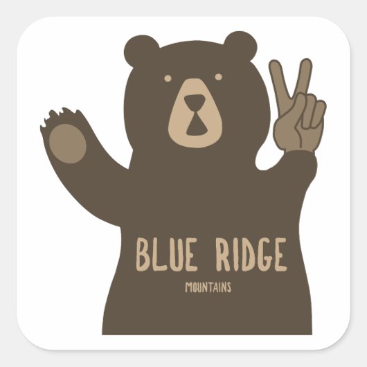 Sticker Carré Blue Ridge Mountains Peace Bear (Devant)
