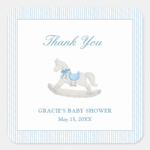 Sticker Carré Blue Rocse Boy Baby shower Merci Favor