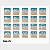 Sticker Carré Blue Sea Beach Wedding Favor (Feuille)