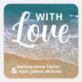 Sticker Carré Blue Sea Beach Wedding Favor (Devant)