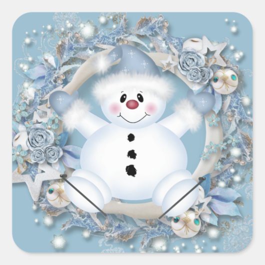 Sticker Carré Blue Snowman (Devant)