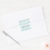 Sticker Carré Blue Stripes Classe de Graduation Argent de 2018 (Enveloppe)