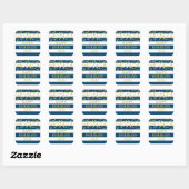 Sticker Carré Blue Stripes Gold Confetti Joyeuses Vacances Perso (Feuille)